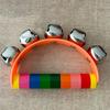 Children's Colorful Wooden Hand Rattle - Educational Toy Instrument with Leather Strap & Five Bells