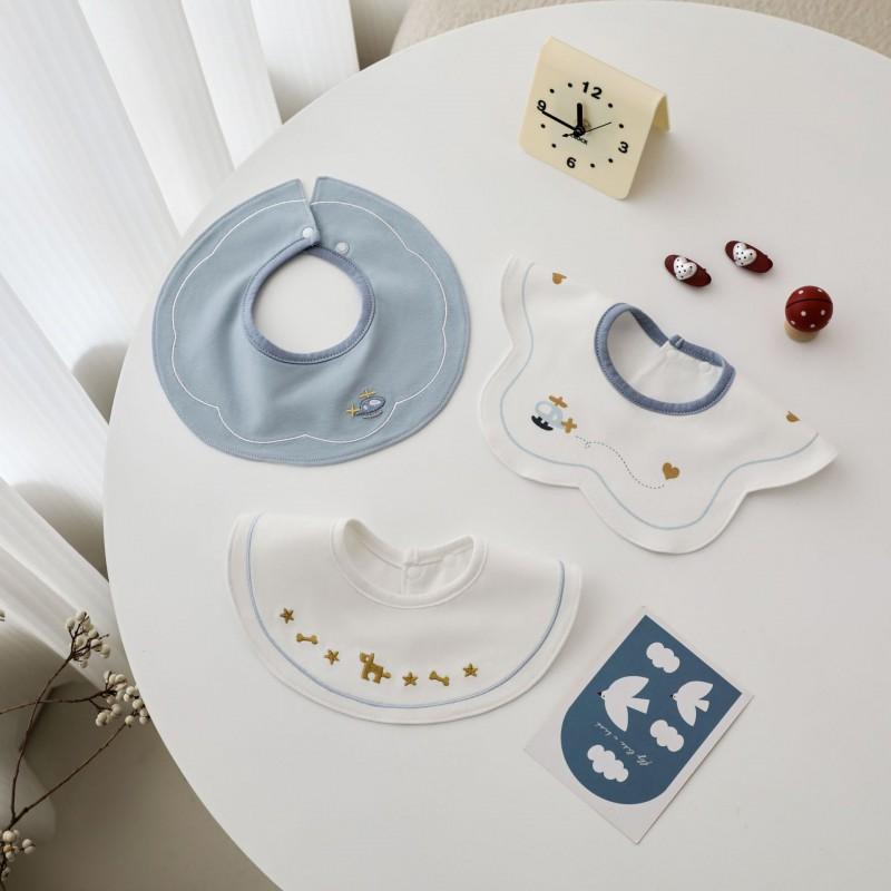 Baby Bibs 360 Rotating Cotton TPU Waterproof Drool Bib Newborns Infants 0-12 Months Soft Absorbent Feeding