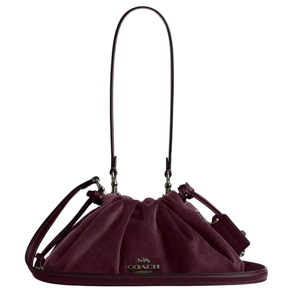 Coach Faye 26 Samt und Leder Wolken-Umhängetasche Damen-Umhängetasche Bordeauxrot CCE40-QBBUR