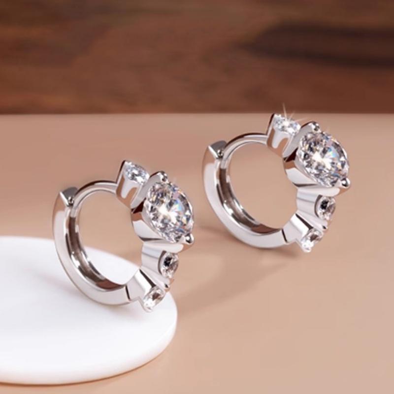 

CAOSHI Sparkling Cubic Zirconia Hoop Earrings for Women Versatile Copper Color Earrings Accessories Brilliant Wedding Zircon