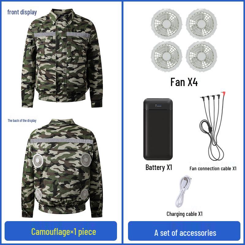 Summer Cooling Suit: Four-Fan Reflective Sun Protection Workwear