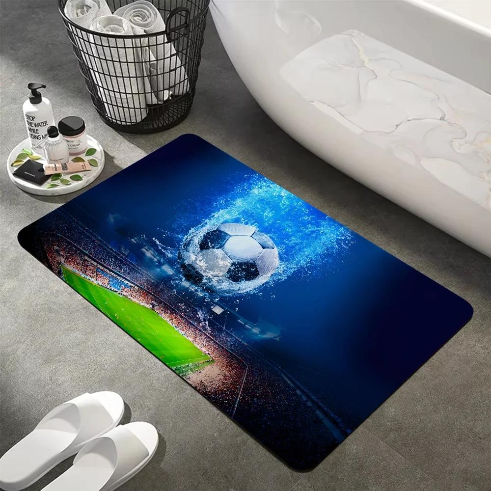 Football Diatomaceous Earth Small Carpet Bedroom Rug Bathroom Entrance Anti Slip Pad Football Enthusiast Room Home Decoration