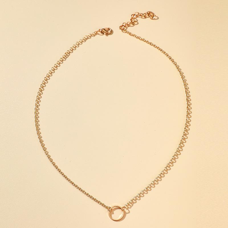 Tredy Minimalist Circle Pendants Necklaces for Women Eternity Collares Gold Chain Simple Design Neck Jewelry