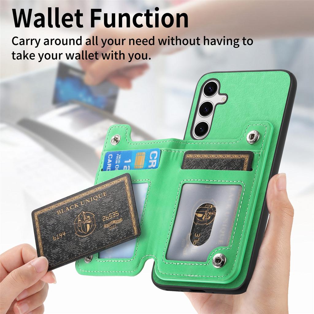 For Samsung Galaxy S25 Case Magnetic Detachable Zipper Card Holder Leather Phone Back Cover