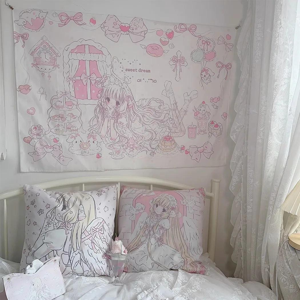 

Cute anime girl tapestry background fabric home decoration Kawaii girl dormitory room decoration wallpaper bedroom home aestheti 74x94cm(29x37in)