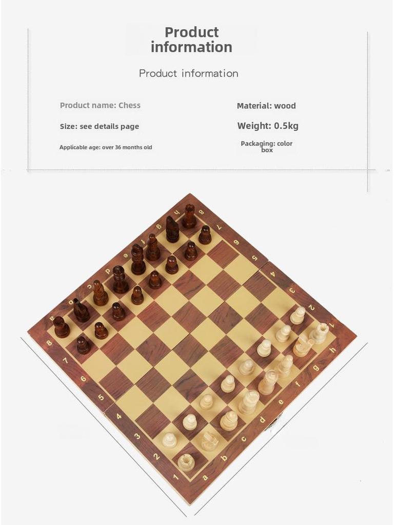 High-Quality Wooden Folding Chess Set for Students and Children