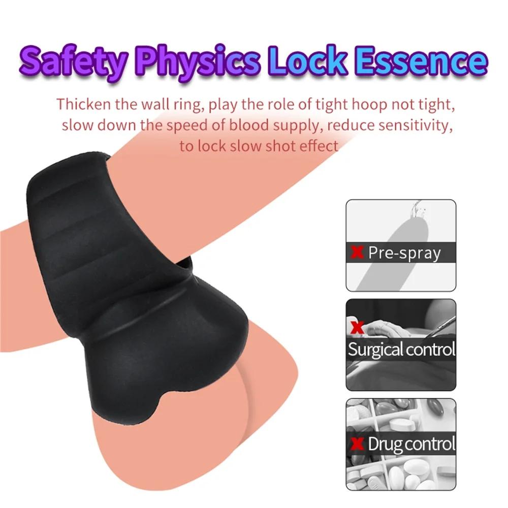 Delay Ejaculation Penis Rings Male Dick Erection Stretcher Extender Erotic Cock Rings Sex Toys for Men Double Cockring BDSM Toys