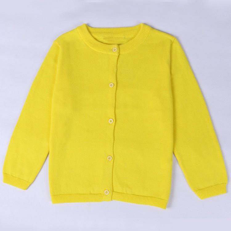 Girls Spring and Autumn Solid Color Knitted Cardigan Sweater Long-sleeved Cotton Jacket