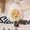 Happy Boiled Egg Stuffed Toy Fun Egg Stuffed Animal for Foodies Sports Fans Playful Expression Doll with Lanyard