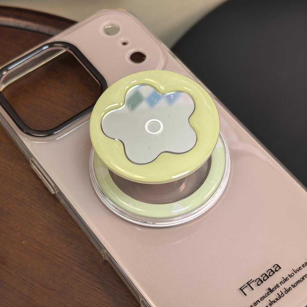 Flower Shaped Mirror For MagSafe Magnetic Phone Holder For iPhone 16 15 14 13 Samsung Korean Cute Stand Support