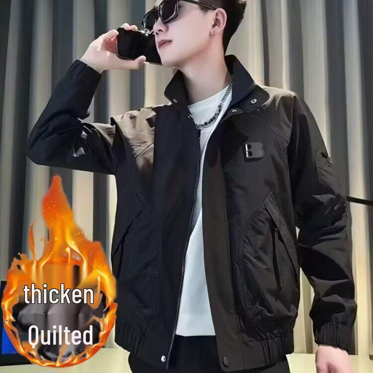 

Men s Trendy Black Cotton Workwear Jacket for Spring & Autumn - Casual, Cool Outerwear 2XL чорний