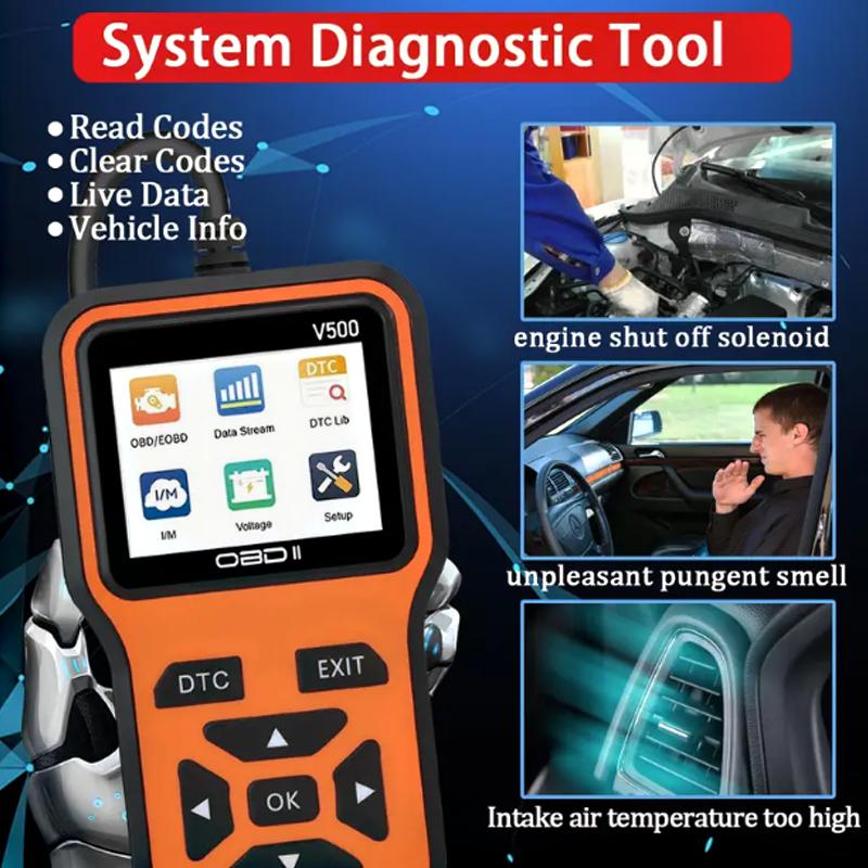 OBD2 Scanner V500 - Instant Code Reader & Voltage Check | Full System Diagnostics for OBDII/CAN Cars |10s Fault Analysis