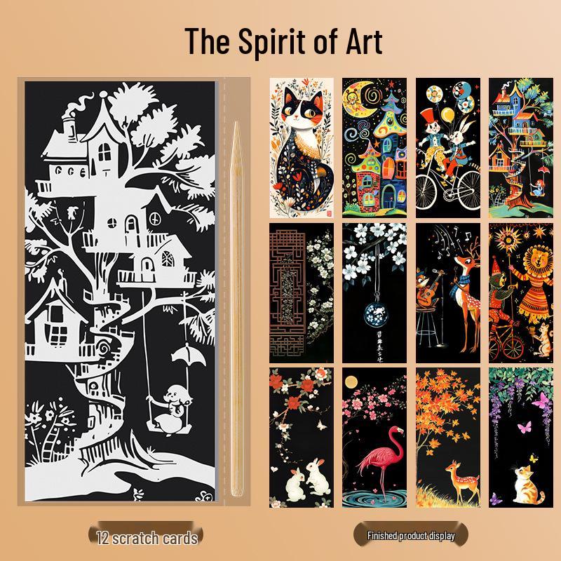 Färgglada DIY Skrapkonst Sticky Notes för Barn - Kreativa Stresslindrande Bokmärken