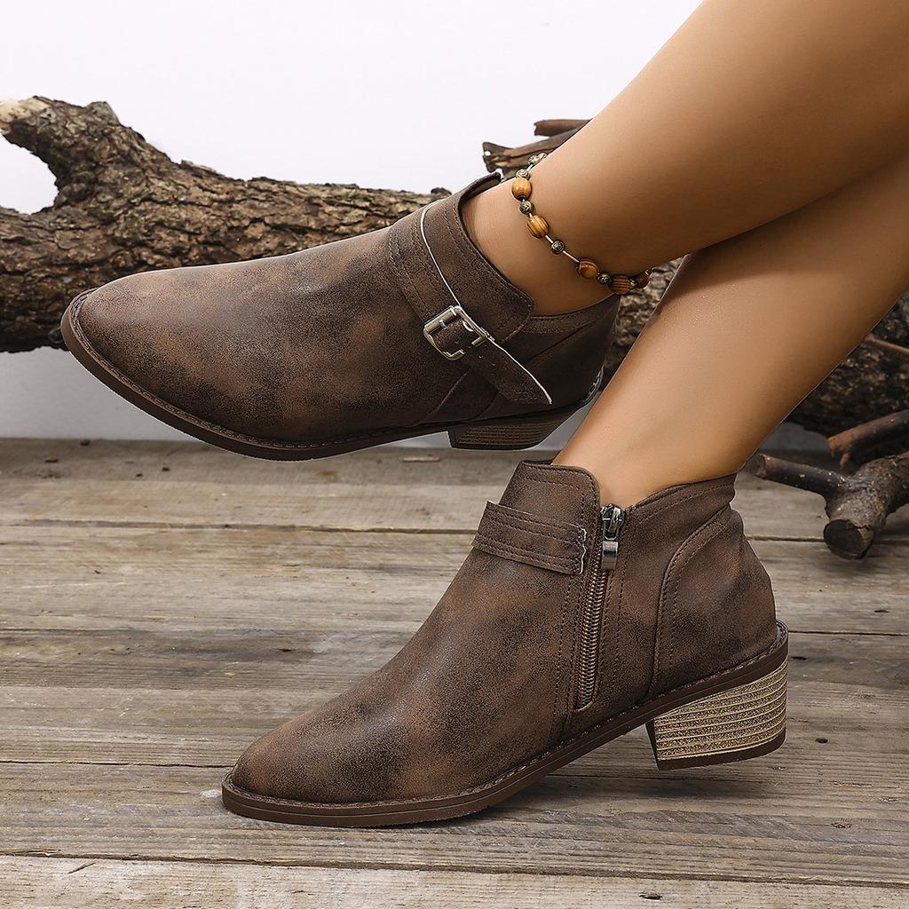 2025 Winter Large New Coarse Heel Short Boots Zipper Fashionable and Comfortable Short Boots High Quality Women's Boots