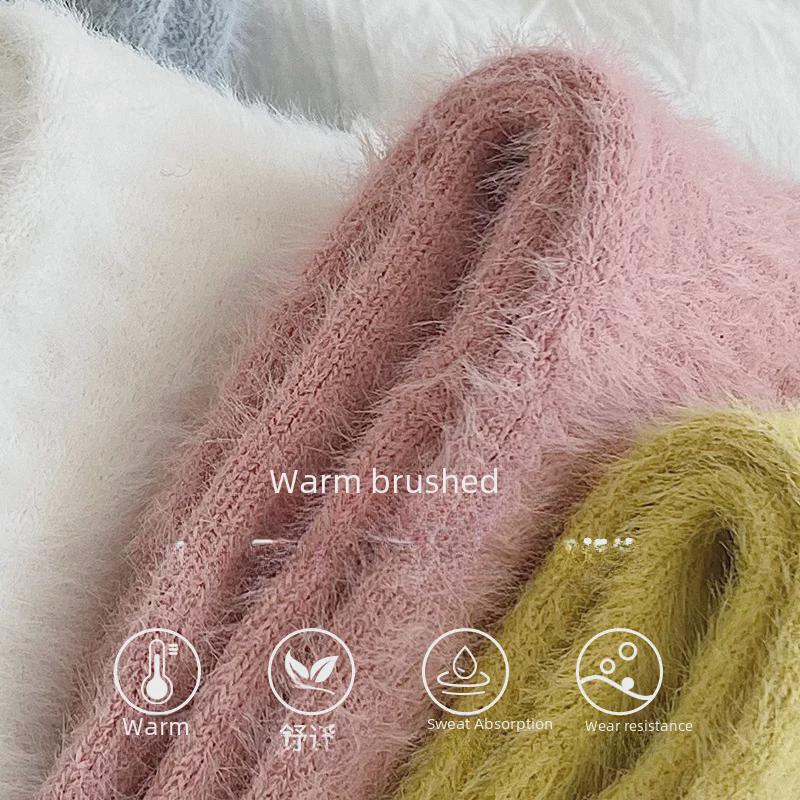 Damen Nerz Samt Mittelhohe Socken - Dick, Warm und Niedlich für Herbst- & Winterschlaf, Gemütliche Plüsch Einschränkung oder Lounge Bodensocken.