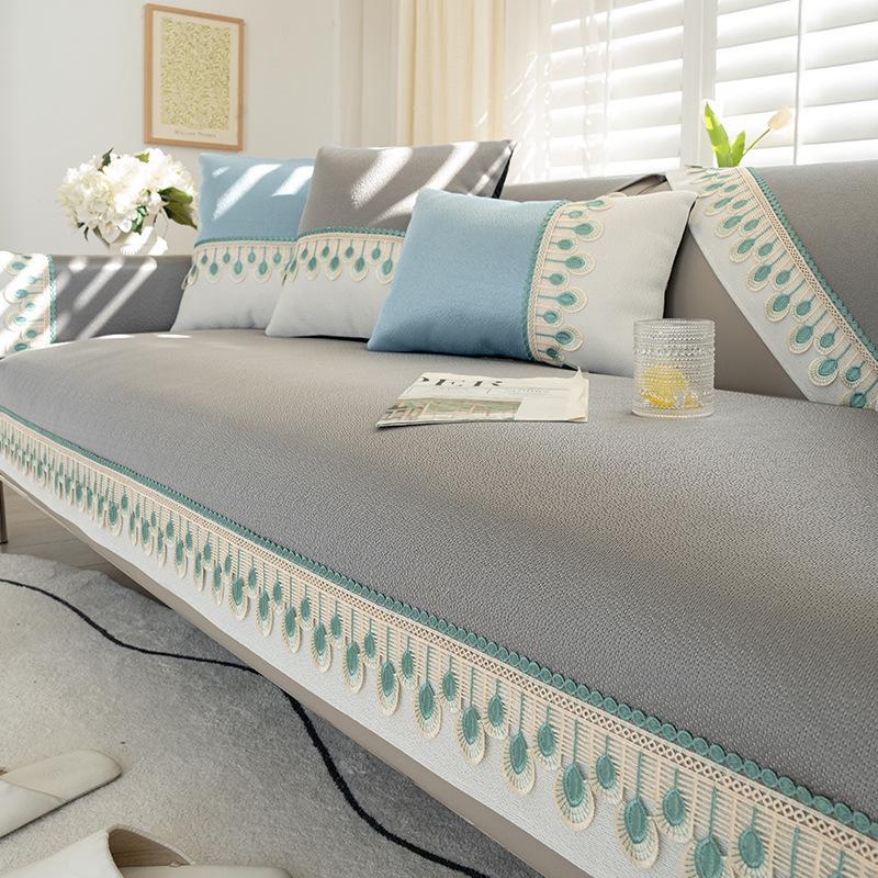 Summer Ice Silk Summer Mat Sofa Cushion Simple Modern Non-Slip Cooling Cushion Sofa Cover Backrest Towel Washed Thickened