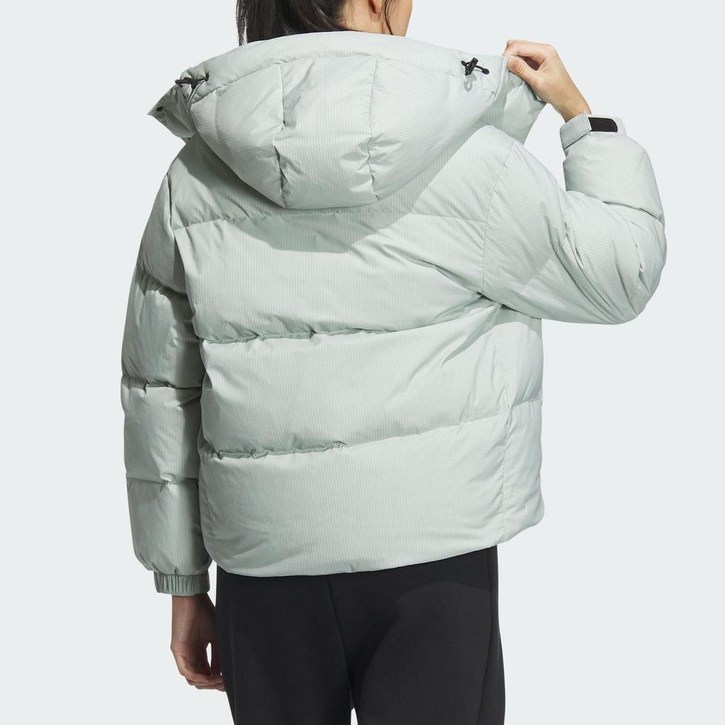 Adidas Climawarm Core Detachable Hood Puffer Jacket, Water-Resistant Women Outerwear Mint-Green IW0774