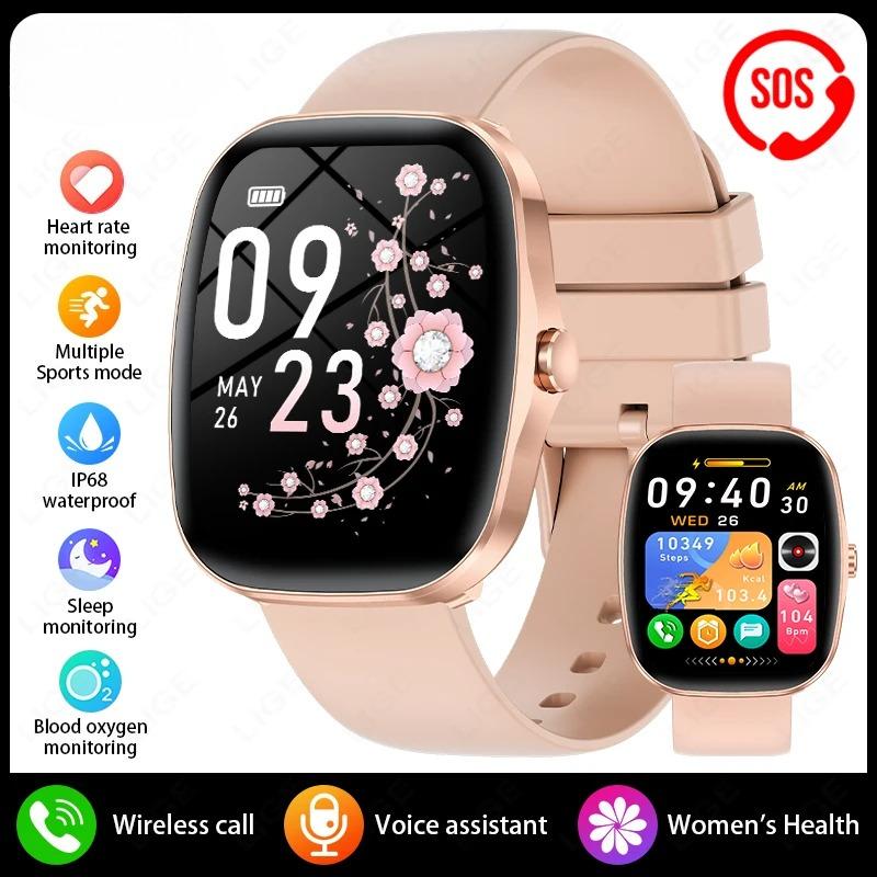 

New Women Smartwatch Bluetooth Call Watches Sports Waterproof Heart Rate Sleep Monitor Smart Watch Lady Present Gift розовый