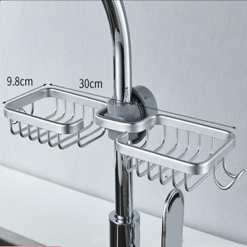 Kitchen Sink Drain Rack Sponge Storage Basket Faucet Holder Space Aluminum Soap Drainer Shelf Organizer Bathroom Accessories
