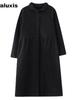 Herbst Winter Fleece Langarm Vintage Bohemian Locker Mittellang Cordmantel Windjacke für Damen