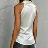 Summer Sleeveless Loose Blouse Shirts Women Turn Down Collar Button Ribbon OL Workwear Blouse Tops