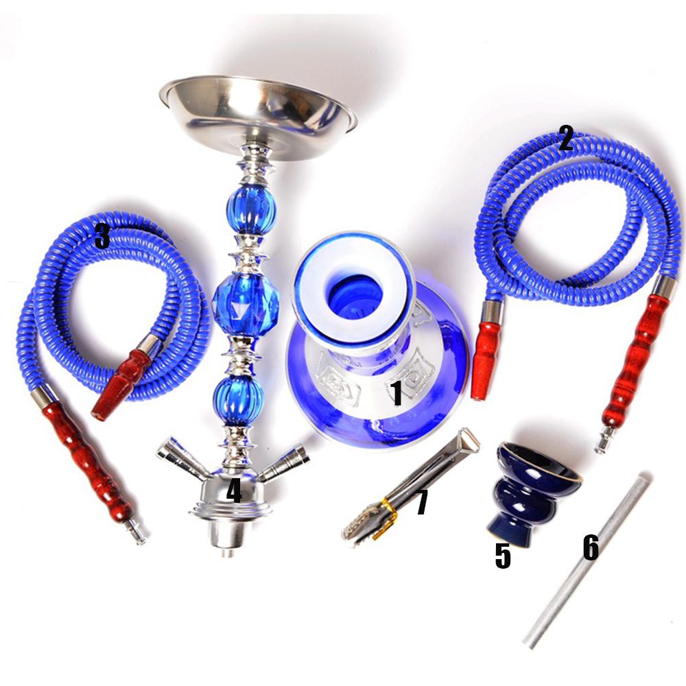 New Style Classical Glass Hookah Shisha Tongs Narguile Chichas with Double Hose Ceramic Bowl Charcoal Hookah Set