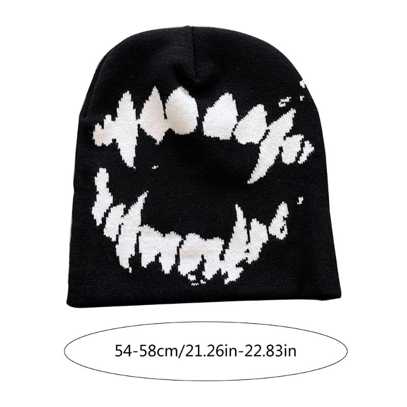 Jacquard Gothic Pattern Handmade Elastic Hat Soft Winter Warmer Knitted Hat Cold Winter Presents for Students Teenagers