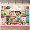 2D Toddler Chef Backdrop Cooking Themed Photography Background