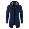 Cardigan da uomo taglia forte autunnale e invernale con cappuccio e zip, imbottito e ispessito, maglia a maniche lunghe