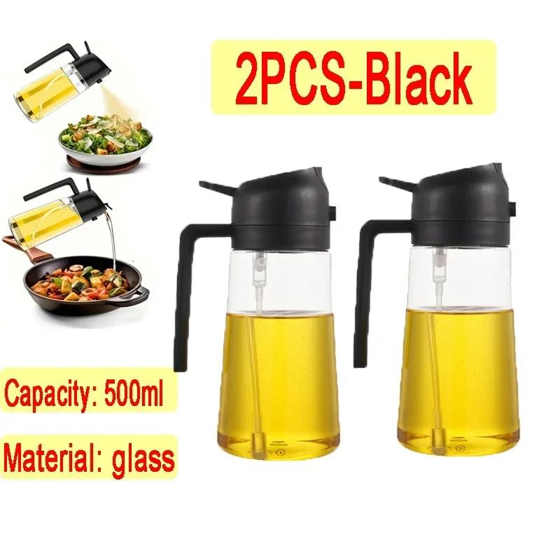 2 In 1 Kitchen Oil Spray Glass Oil Sprayer Bottle Multifunction Bottle Cooking BBQ Oil Dispensers Olive Oils Spray Kitchen Tool
