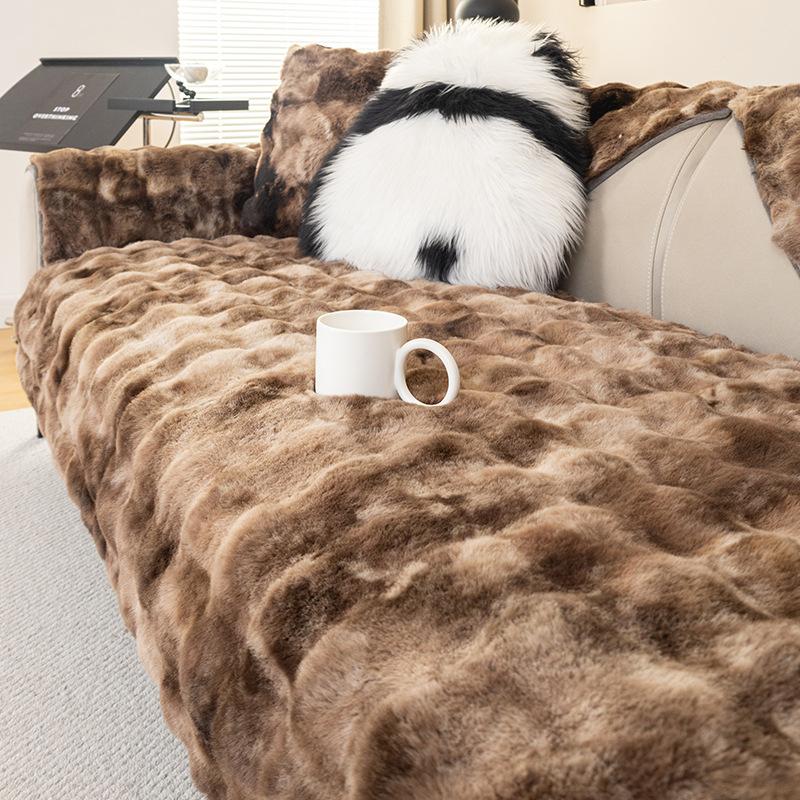 

Современный минималистский плюшевый диван-подушка Ombre Bubble, новый универсальный толстый противоскользящий и пылезащитный чехол для дивана Four All Seasons 70x70