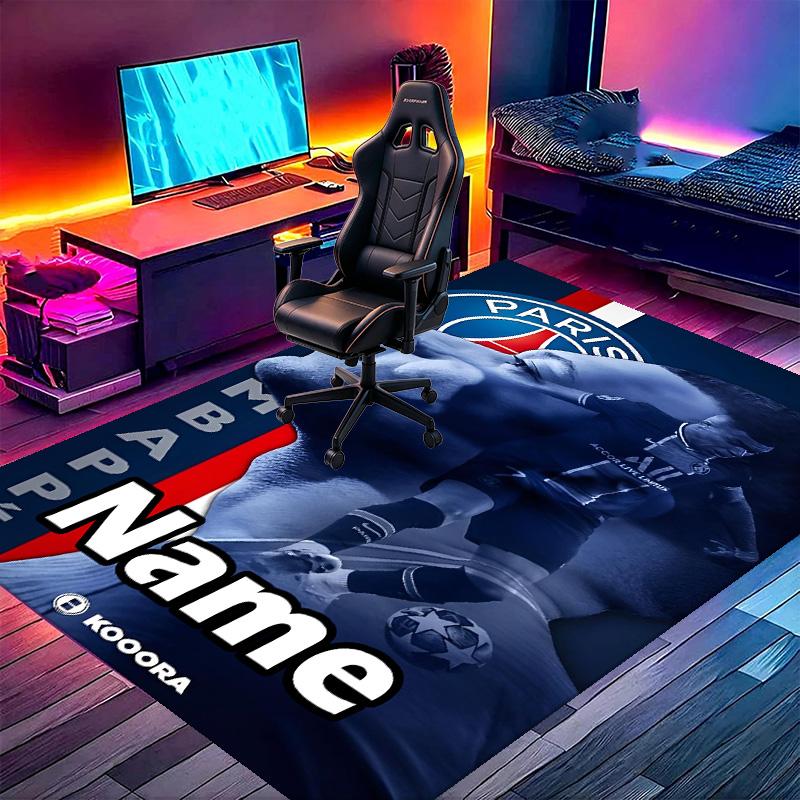 Custom Name Personalized Kylian Mbappe Print Carpet, Versatile Home Decor Rug, for Playroom, Apartment, Balcony, Entryway, Hallway Gift