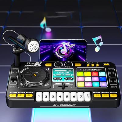 Brinquedos de Controlador de Mixer DJ de Simulação para Crianças, Brinquedos Eletrônicos de Jogo Educacional com Efeitos Musicais Multifuncionais, Presente de Aniversário Para Crianças