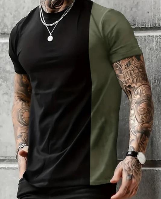 26. New Popular Casual and Comfortable Short-sleeve T-shirt, 3D Printing Technology, Suitable for Layering and Outerwear, Loose Striped Short-sleeve 