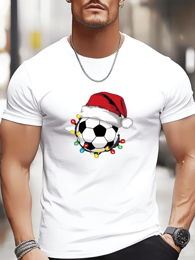 Latest Christmas Men's Casual Breathable Versatile Printed Crew Neck Cotton T-Shirt