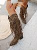 2025 Women's Winter Rivet Pointed-Toe Mid-Heel British Style V-Cut Retro Tassel Boots, Plus Size.