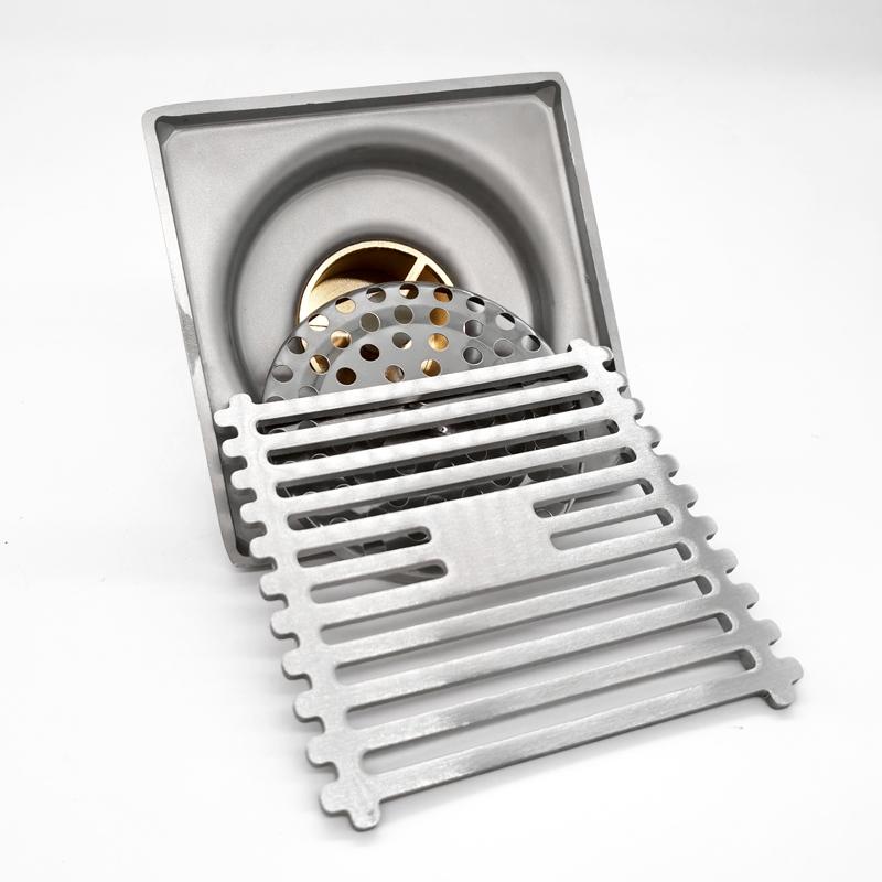 Rose Gold Floor Drain Square 100x100MM Brass Drain Toilet Balcony Bathroom Shower Anti-odor Drains Tile Insert Waste Grates