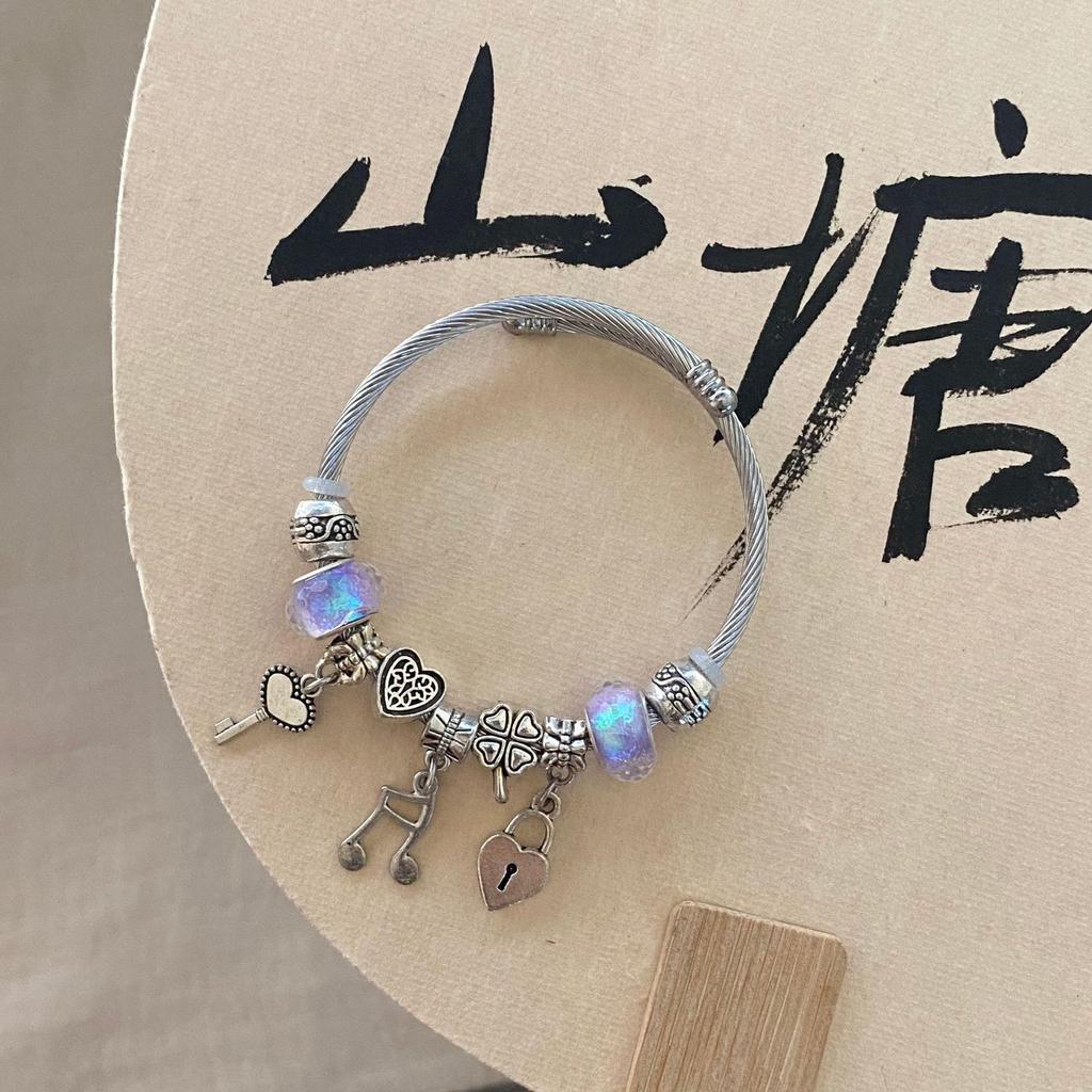 Panjia Dora Women's Stainless Steel Beaded Bracelet - European American Versatile Luxury Jewelry