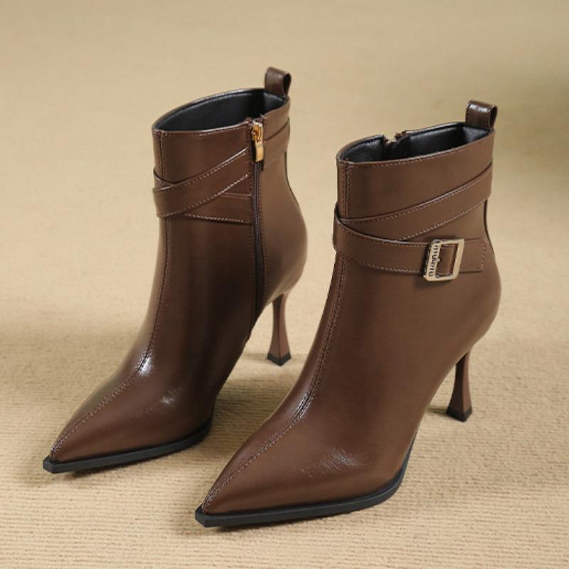 Fashion Autumn Winter Retro Belt Buckle Ankle Boots for Women Fashion Soft Sole Women's Shoes Designer Increase High Heel Boots Female