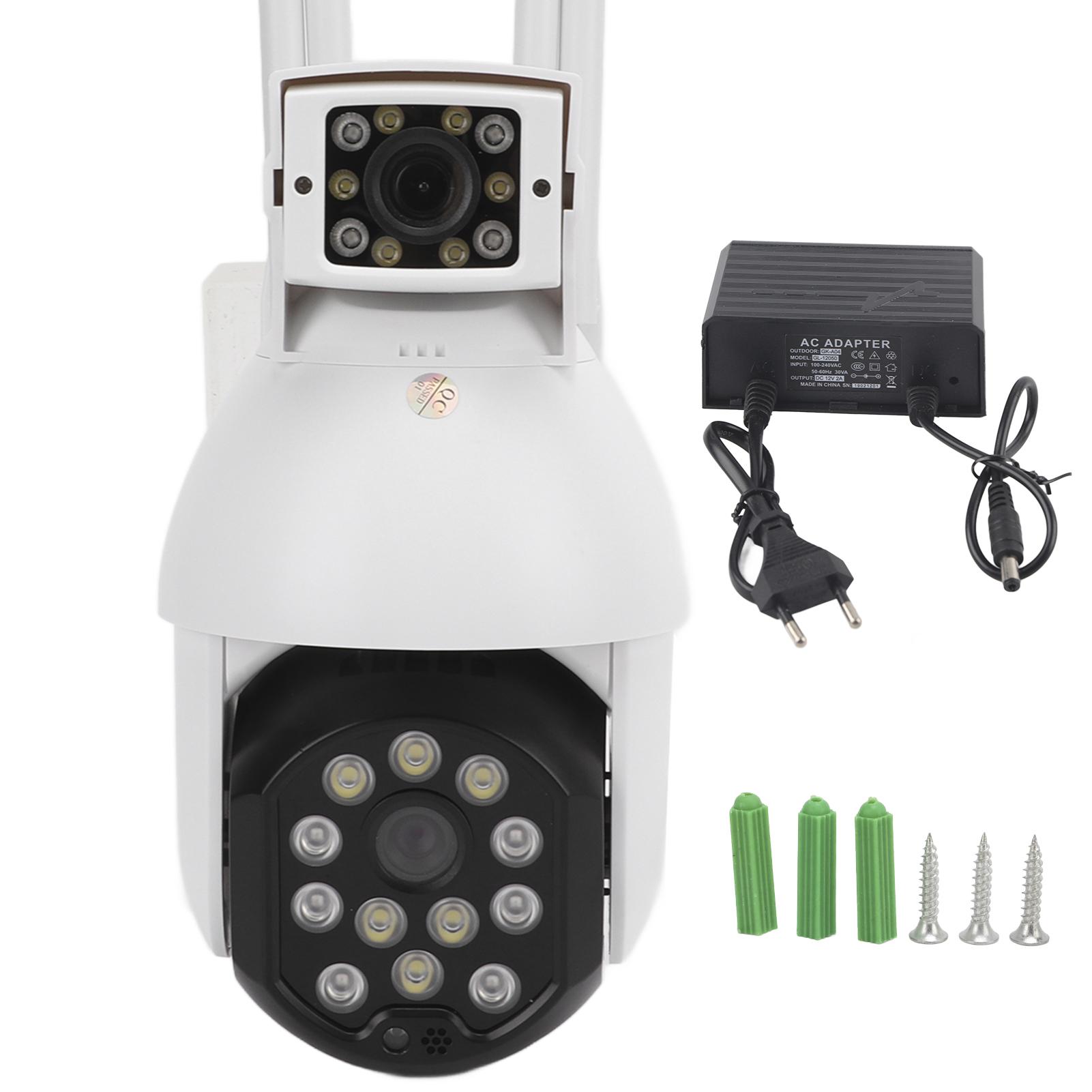 

Інтелектуальна WiFi HD камера з подвійним об єктивом IP66 водонепроникна ІЧ нічне бачення APP віддалений моніторинг купольна