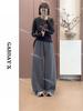 2025 Autumn/Winter Korean Style Slimming High-Waisted Wool Wide-Leg Velvet Pants