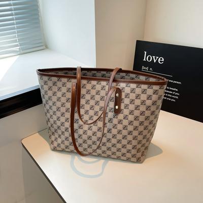 Bolsa tote xadrez de grande capacidade, nova bolsa de ombro versátil para o dia a dia, bolsa de mão da moda para mulheres