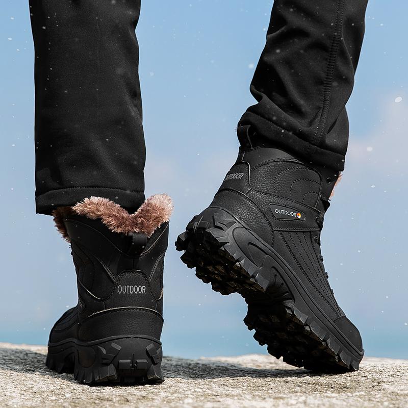 Winter Mens Boots Outdoor Non Slip Hiking Boots Lace Up Platform Boots Winter Super Warm Snow Boot Winter Sneakers for Men Botas