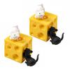 1/2/3/4Pcs Hollow Cheese Squeeze Toy with Black White Mouse Stress Relief Cheese Block Fidget Toy Relaxation Stress Ball Simulated Cheese Sensory Toy