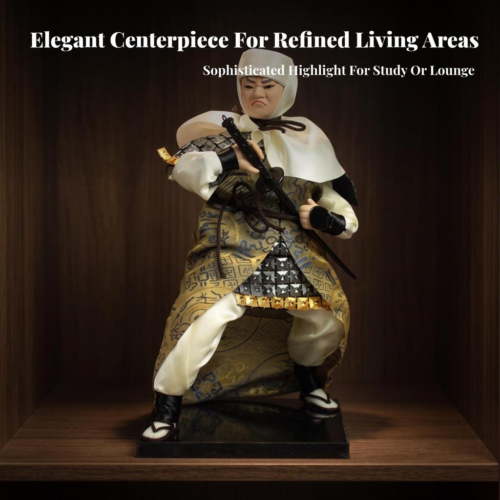 Cloth Doll Samurai Warrior Ornament Handmade Japanese Style Figurine with Glossy