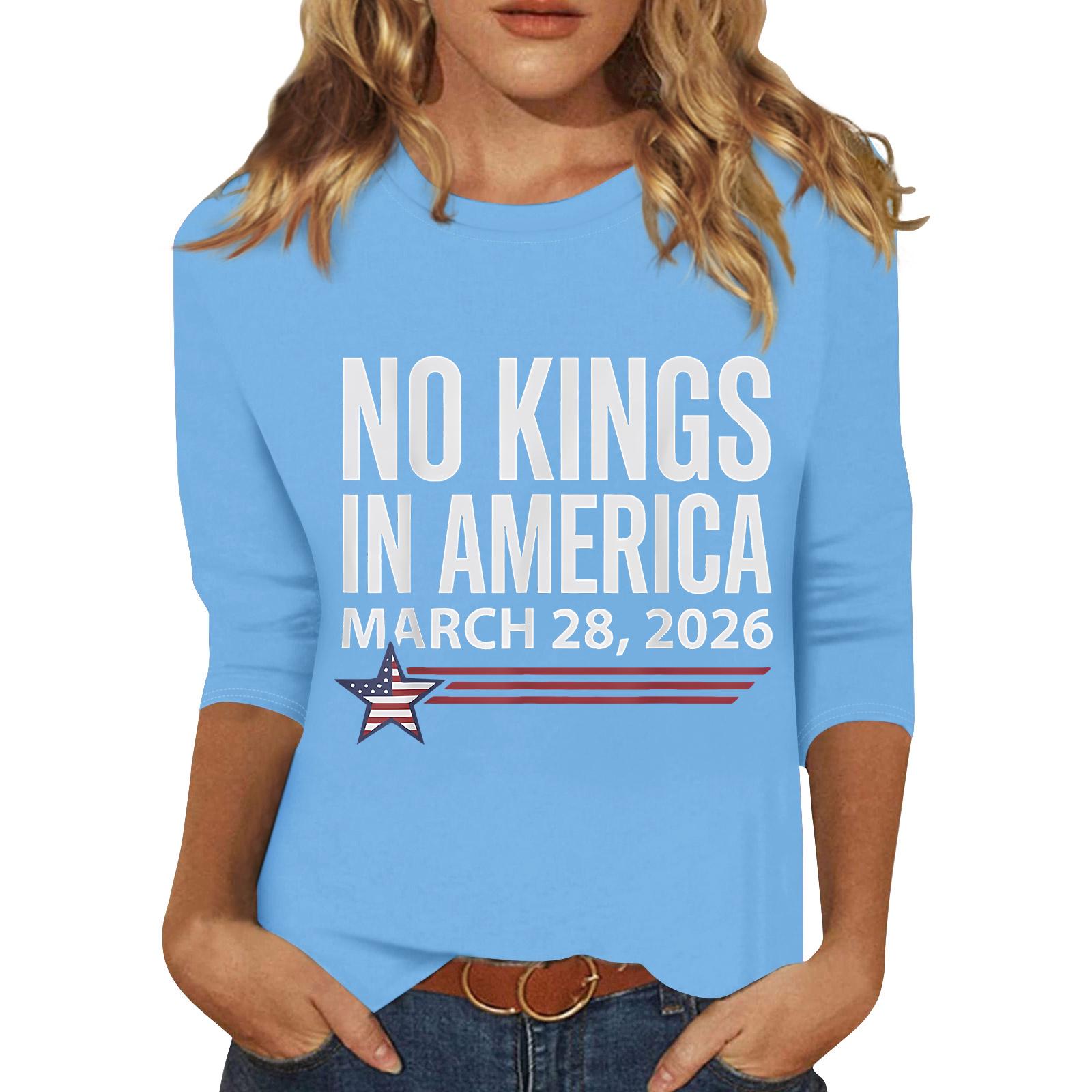 

American Women s Fashion Casual Three-Quarter Sleeve Print Neck Sweatshirt/T-Shirt L синій
