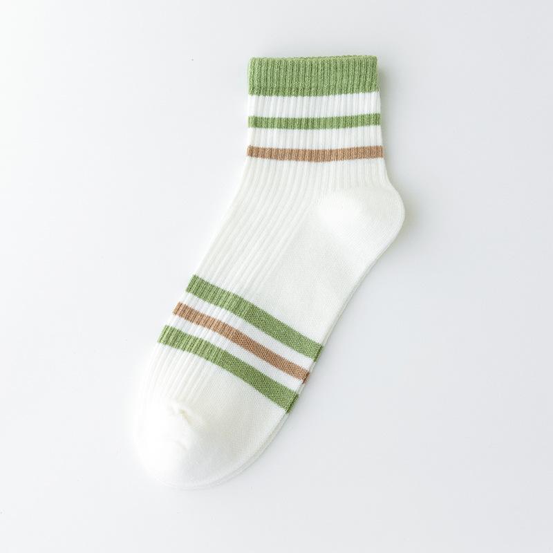 Chaussettes montantes rayées fines d'été pour étudiantes, absorbant la transpiration