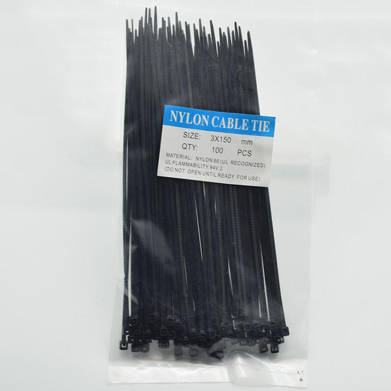 100 ks nylonových kabelových samosvorných plastových stahovacích pásek 3*100/3*150/4*200 MRO a průmyslové potřeby Spojovací materiál a hardware Kabely
