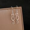 DOTIFI Stainless Steel Hollow Cute Cat Pendant Earrings Female Delicate Fashion Simple Design Ear Jewelry Party Creative Gifts