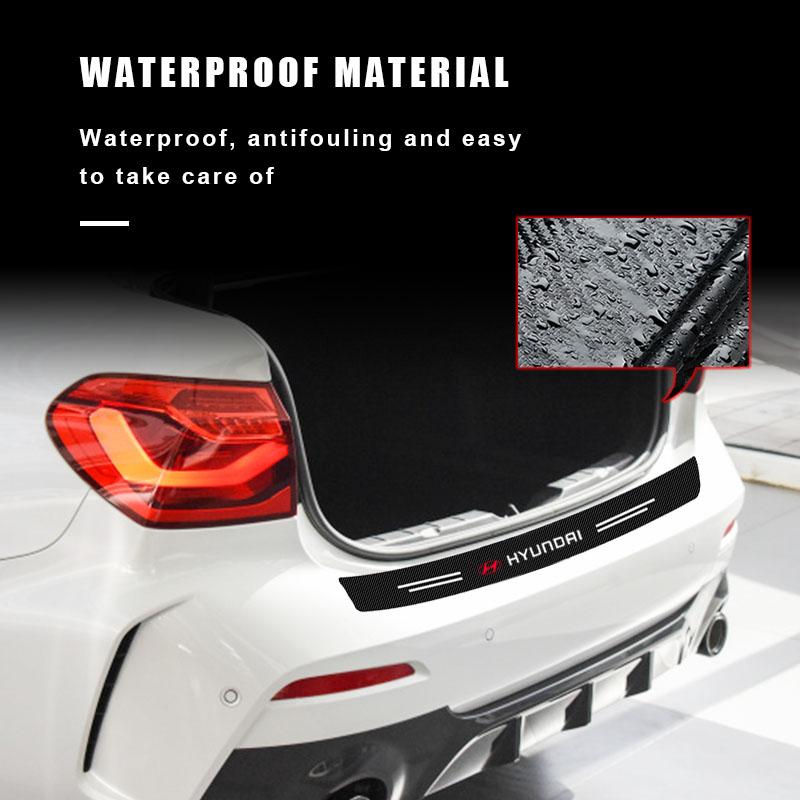 1pcs Carbon Fiber Car Trunk Rear Bumper Sticker Guard Plate Protector For Hyundai Logo IX35 Bayon Kona I30 ElantraSolaris Palisade